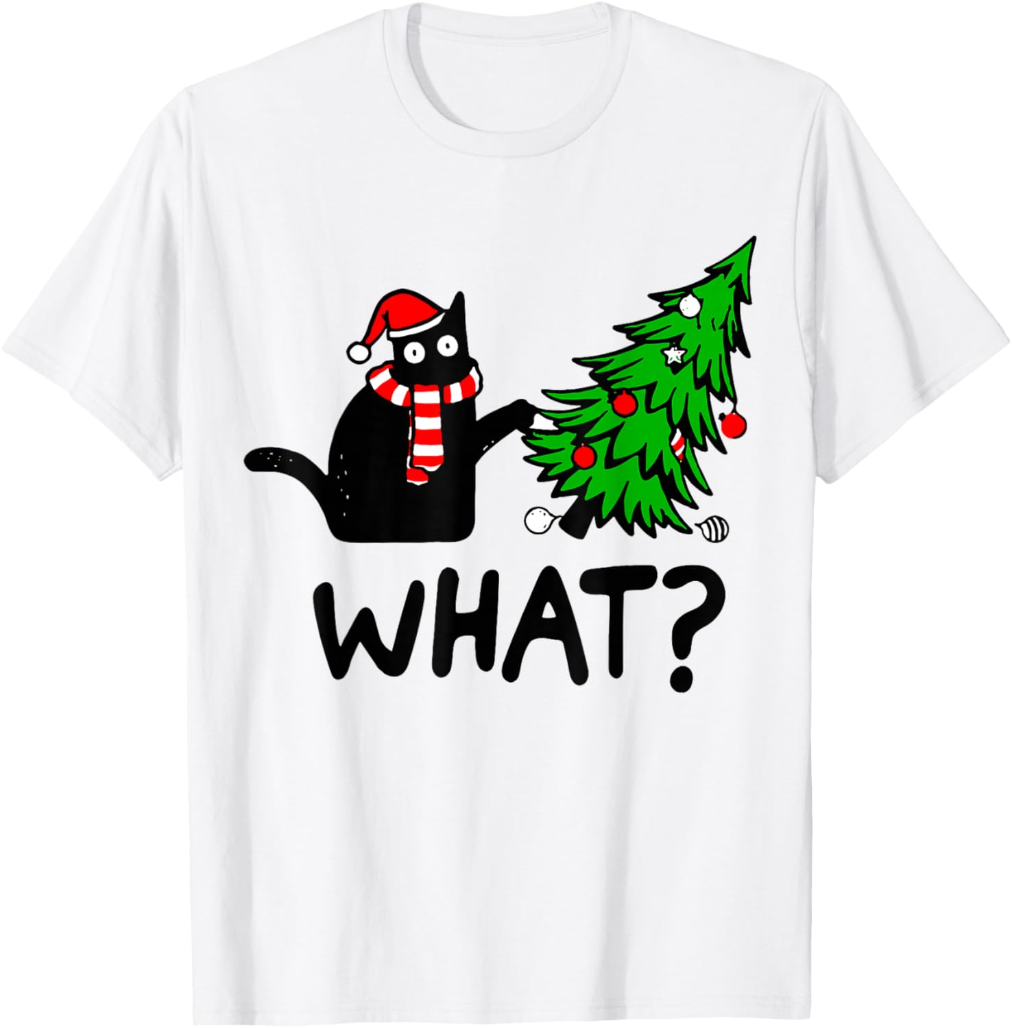 Christmas Cat T-Shirt Funny Cat Knocking Over Tree