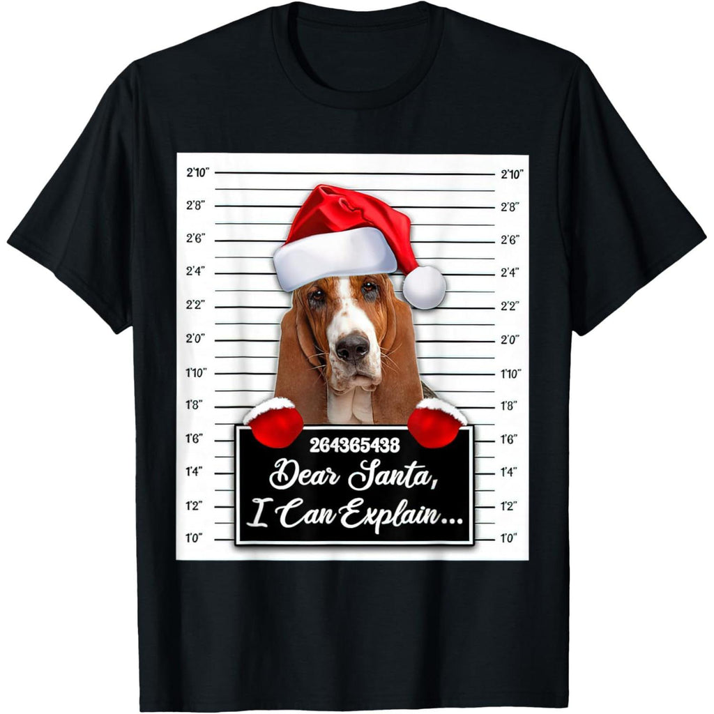 A Basset Hound's Letter to Santa T-Shirt, Funny I Can Explain Christmas Design, Gift for Dog Mom Dad, Whimsical Pet Unisex Top